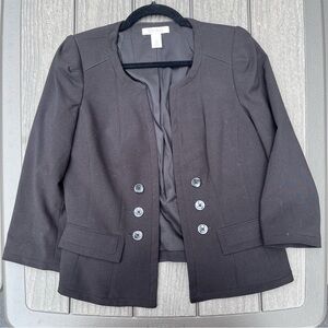 White House Black Market Cropped Black Career Blazer, Size 8 (WHBM)